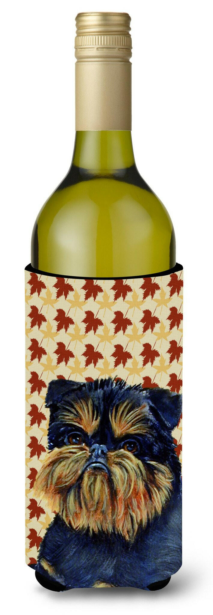 Brussels Griffon Fall Leaves Portrait Wine Bottle Beverage Insulator Beverage Insulator Hugger LH9118LITERK by Caroline&#39;s Treasures