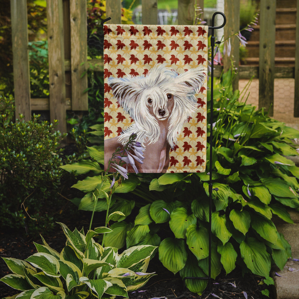 Chinese Crested Fall Leaves Portrait Flag Garden Size