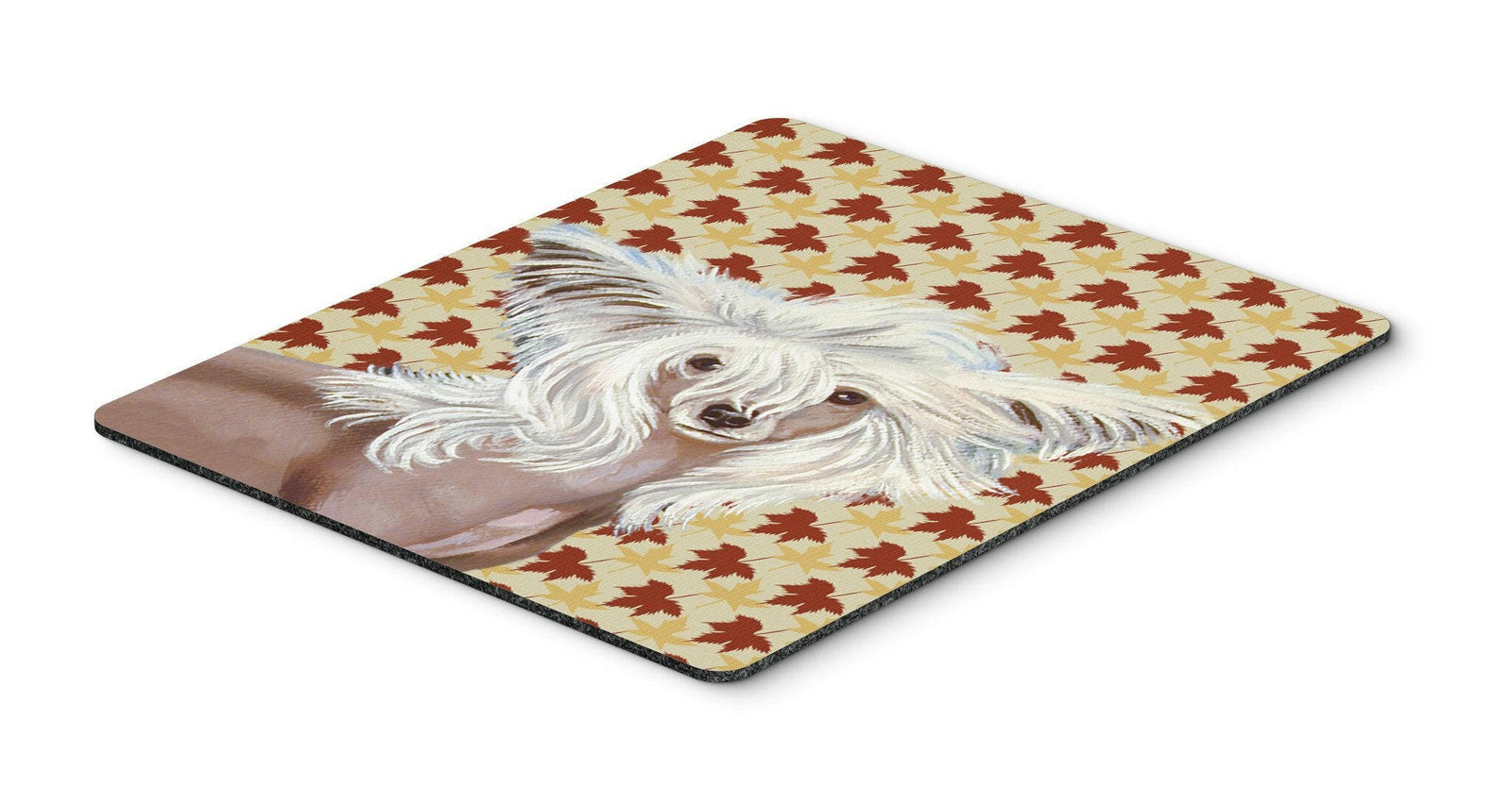 Chinese Crested Fall Leaves Portrait Mouse Pad, Hot Pad or Trivet by Caroline's Treasures