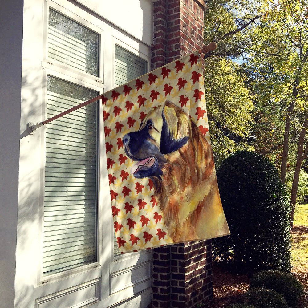 Leonberger Fall Leaves Portrait Flag Canvas House Size  the-store.com.
