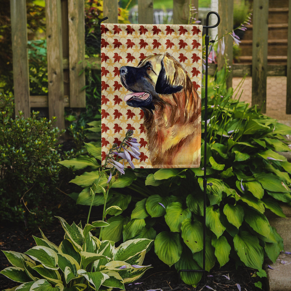 Leonberger Fall Leaves Portrait Flag Garden Size.
