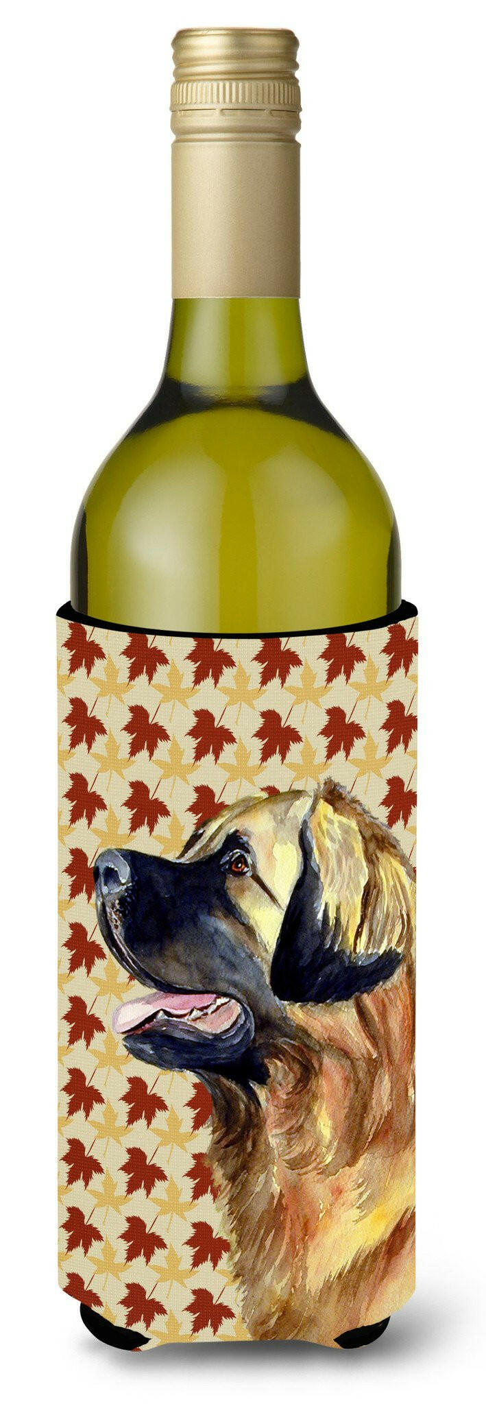 Leonberger Fall Leaves Portrait Wine Bottle Beverage Insulator Beverage Insulator Hugger by Caroline&#39;s Treasures