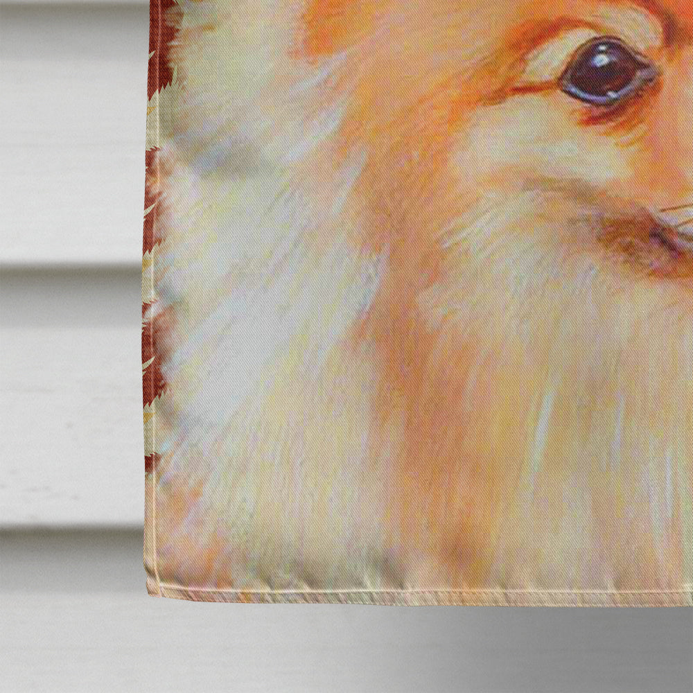 Pomeranian Fall Leaves Portrait Flag Canvas House Size  the-store.com.