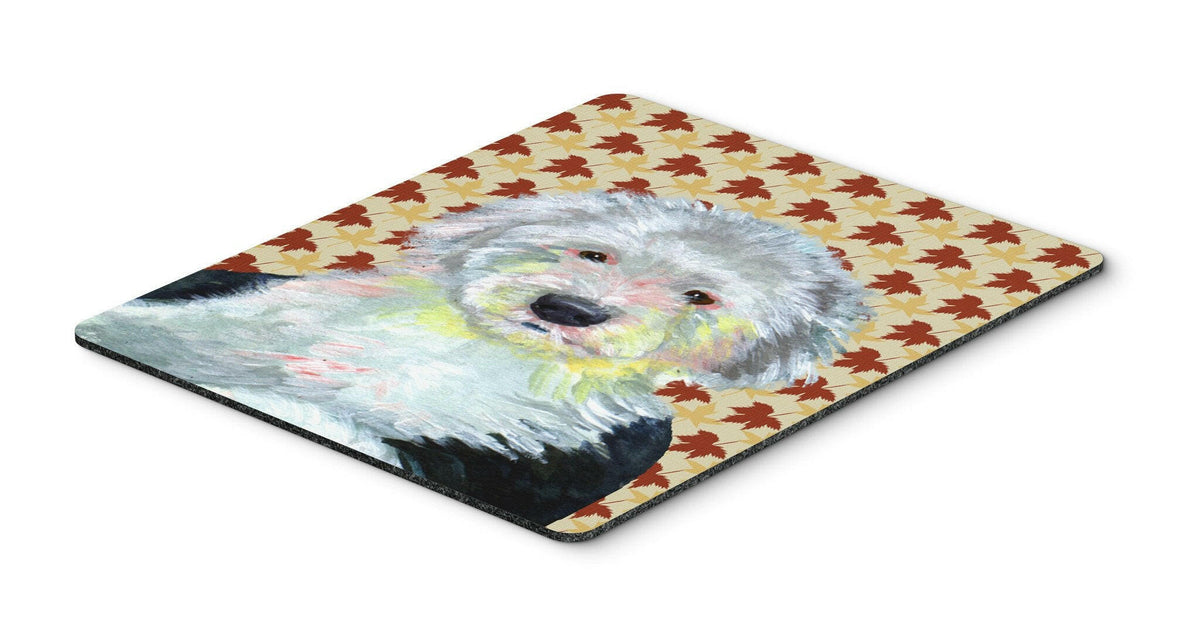 Old English Sheepdog Fall Leaves Portrait Mouse Pad, Hot Pad or Trivet by Caroline&#39;s Treasures