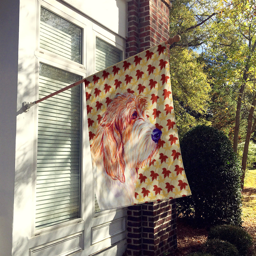 Petit Basset Griffon Vendeen Fall Leaves Portrait Flag Canvas House Size