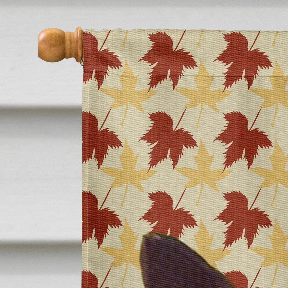 Norwegian Elkhound Fall Leaves Portrait Flag Canvas House Size  the-store.com.