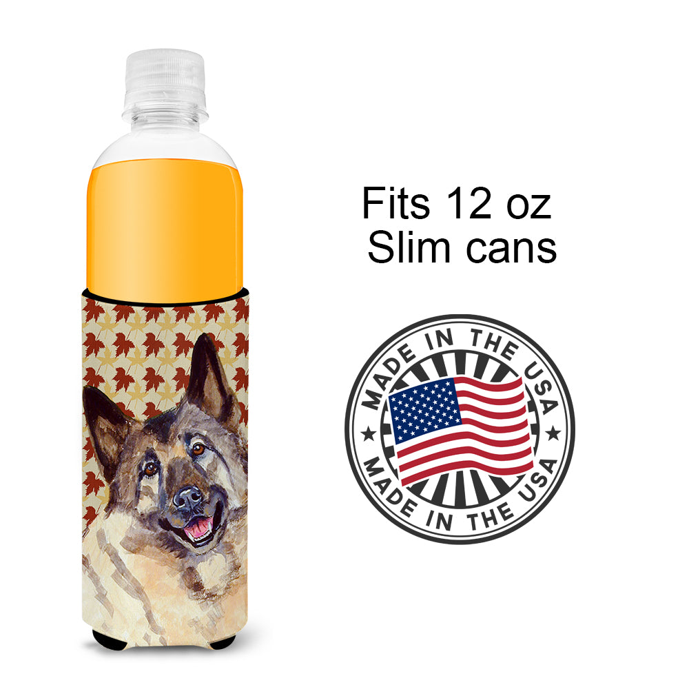 Norwegian Elkhound Fall Leaves Portrait Ultra Beverage Insulators for slim cans LH9128MUK