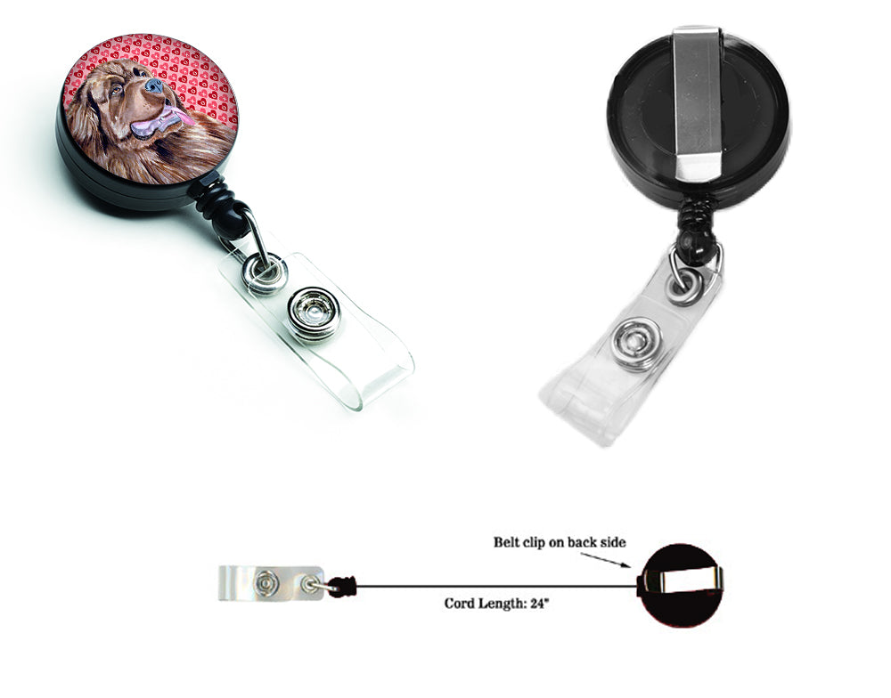 Newfoundland Love and Hearts Retractable Badge Reel or ID Holder with Clip.