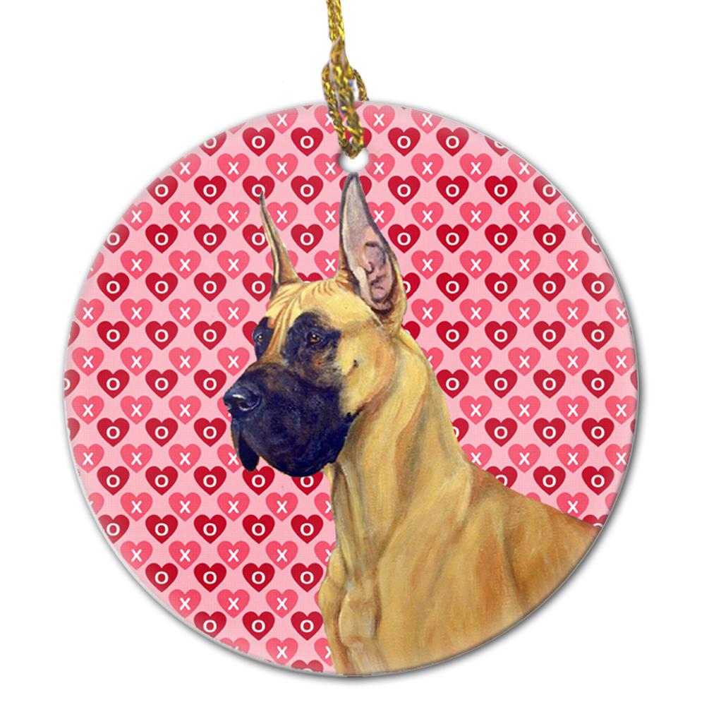 Great Dane Valentine&#39;s Love and Hearts Ceramic Ornament by Caroline&#39;s Treasures