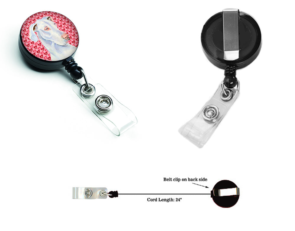 Great Dane  Love and Hearts Retractable Badge Reel or ID Holder with Clip