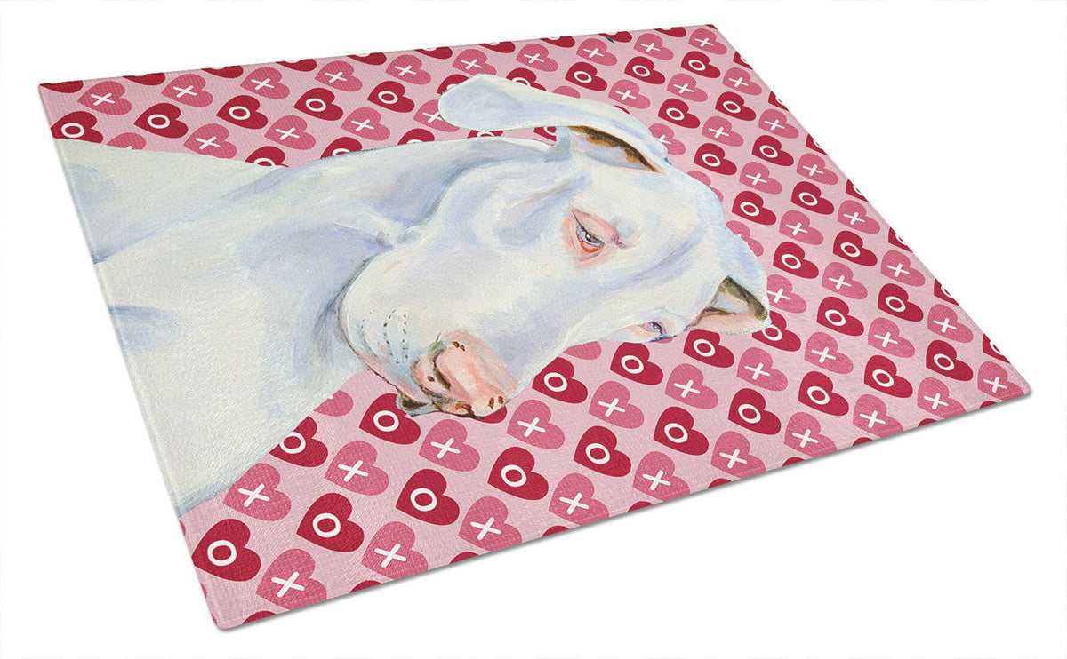 Great Dane Hearts Love and Valentine&#39;s Day Portrait Glass Cutting Board Large by Caroline&#39;s Treasures