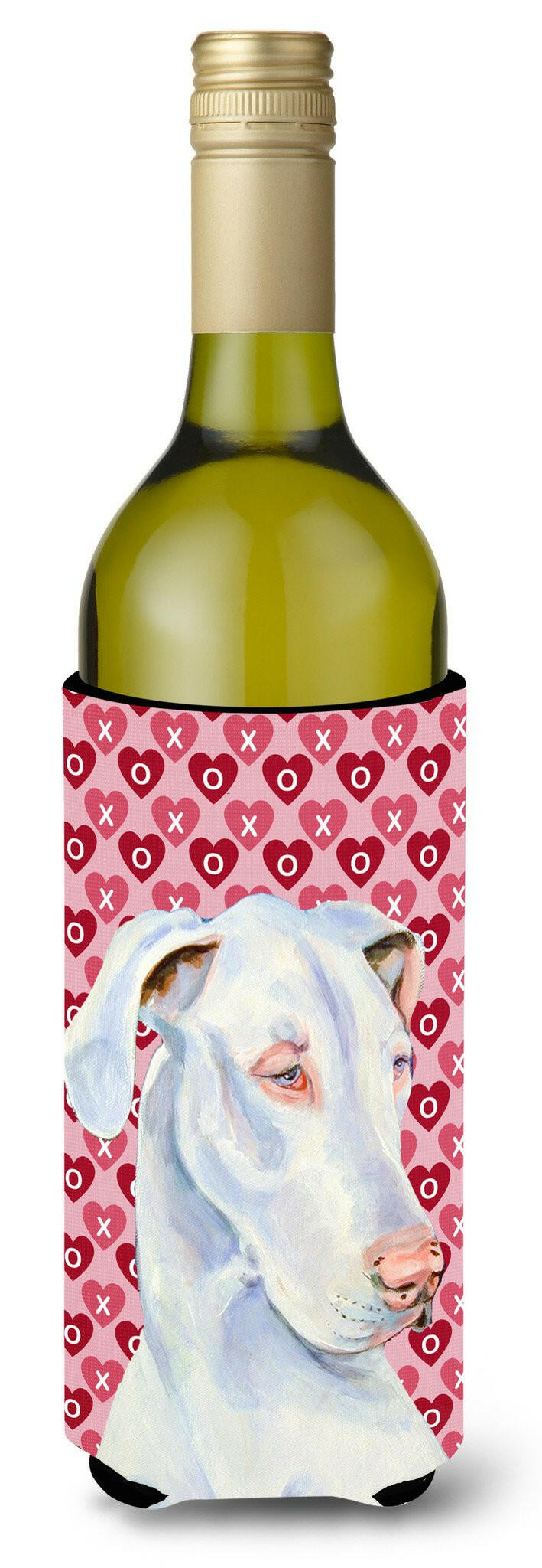Great Dane Hearts Love Valentine&#39;s Day Portrait Wine Bottle Beverage Insulator Beverage Insulator Hugger by Caroline&#39;s Treasures