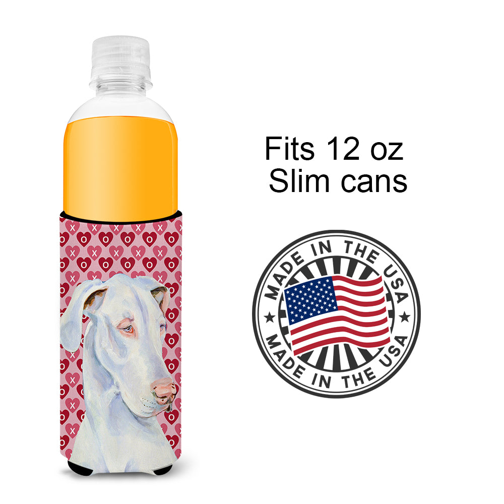 Great Dane Hearts Love and Valentine's Day Portrait Ultra Beverage Insulators for slim cans LH9131MUK.