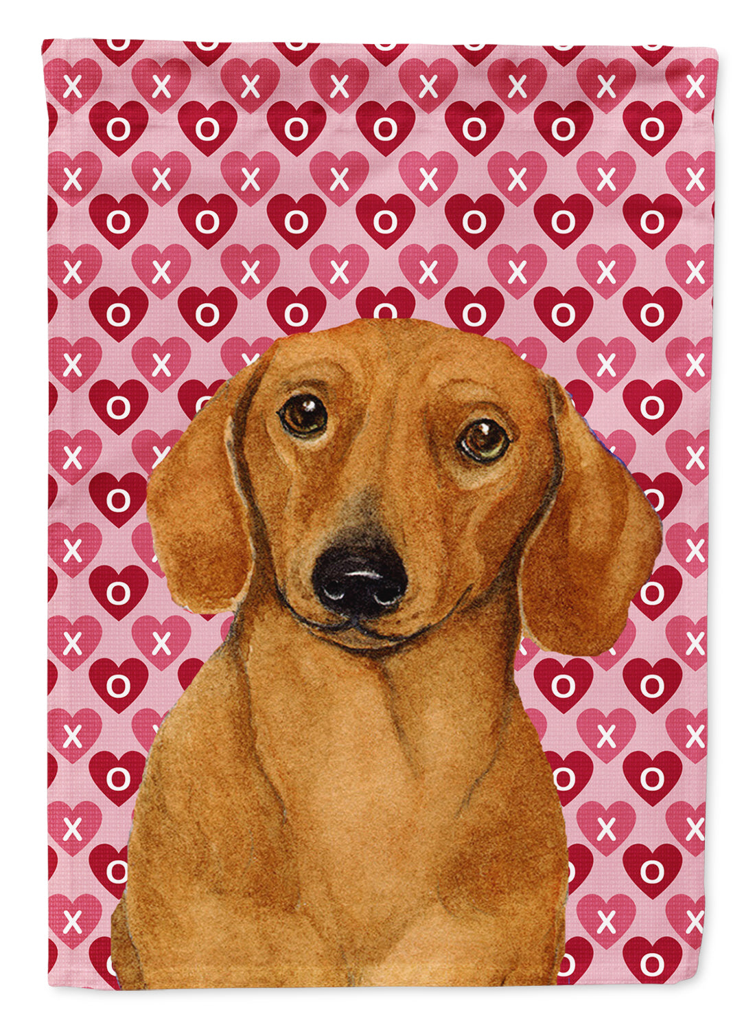 Dachshund Hearts Love Valentine&#39;s Day Flag Canvas House Size  the-store.com.