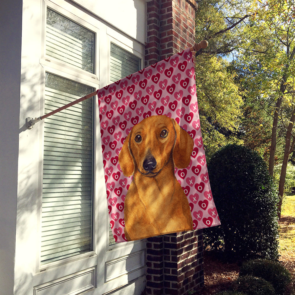 Dachshund Hearts Love Valentine's Day Flag Canvas House Size  the-store.com.