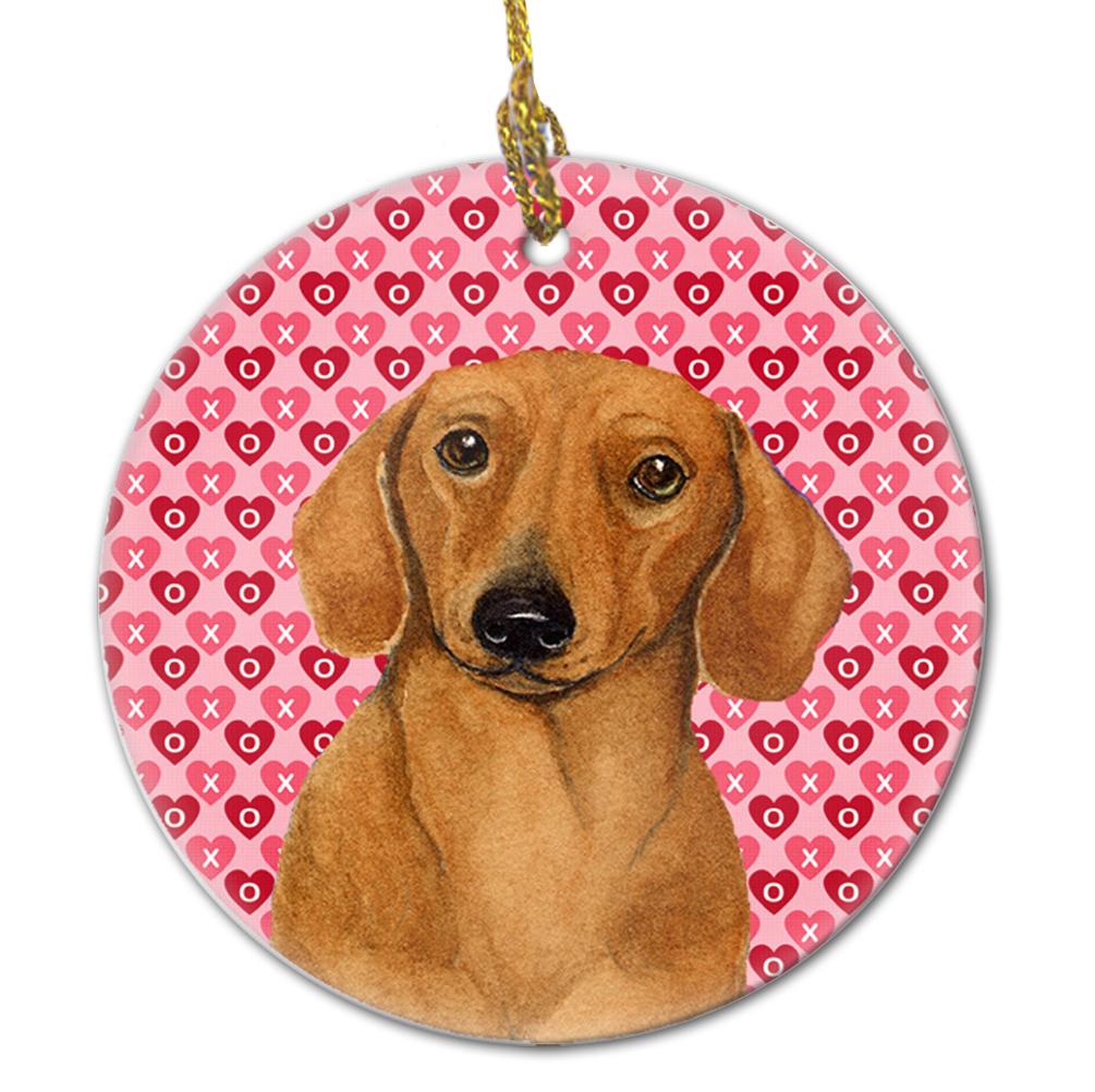 Dachshund Valentine&#39;s Love and Hearts Ceramic Ornament by Caroline&#39;s Treasures