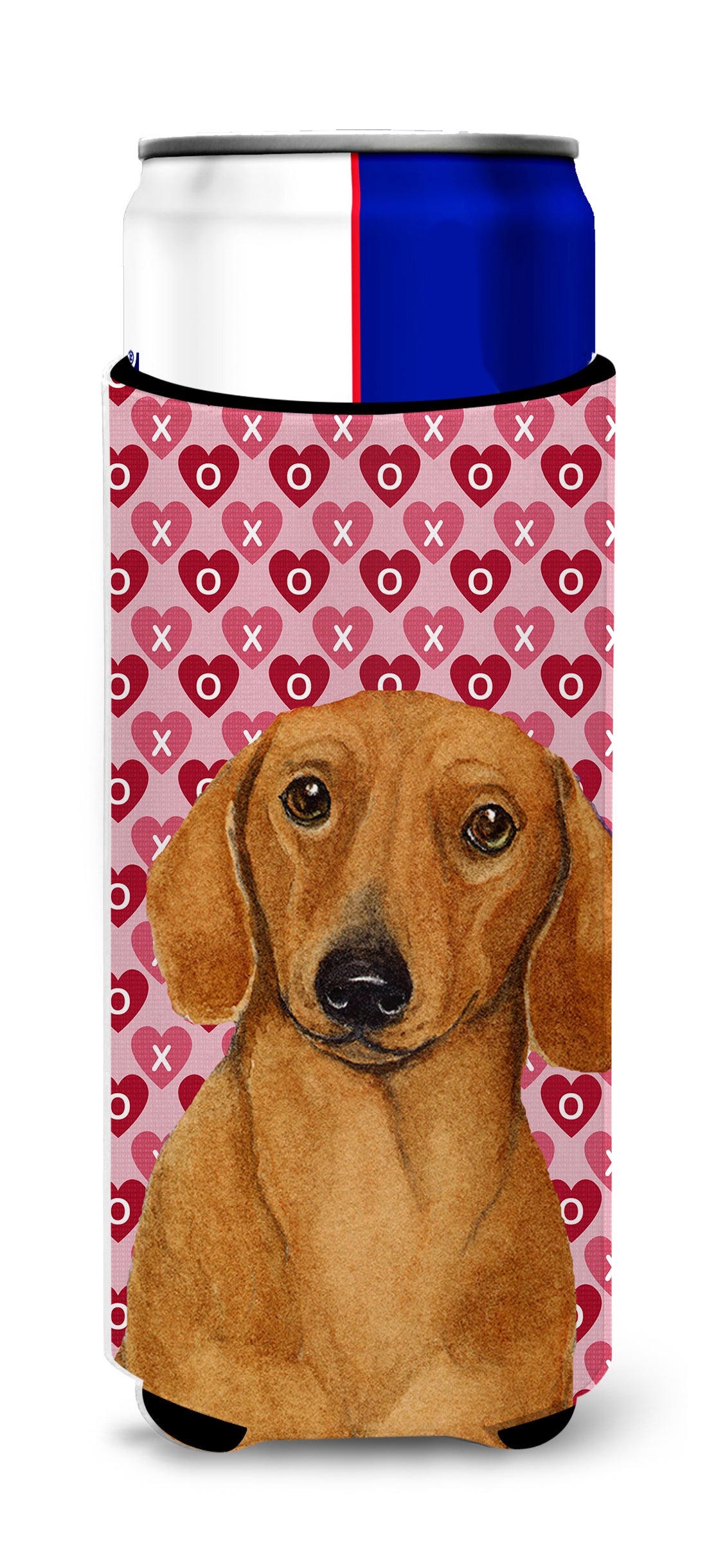 Dachshund Hearts Love and Valentine&#39;s Day Portrait Ultra Beverage Insulators for slim cans LH9132MUK.