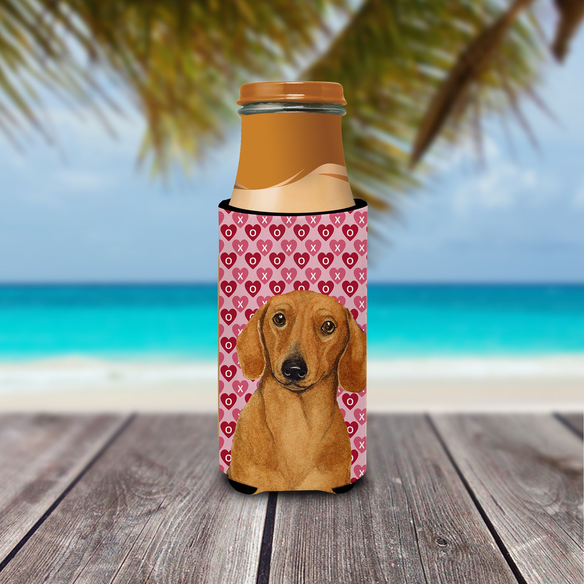 Dachshund Hearts Love and Valentine's Day Portrait Ultra Beverage Insulators for slim cans LH9132MUK