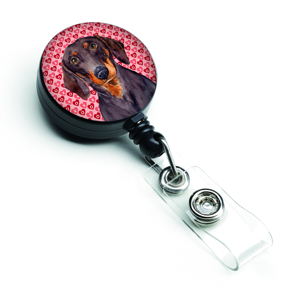 Dachshund Love and Hearts Retractable Badge Reel or ID Holder with Clip