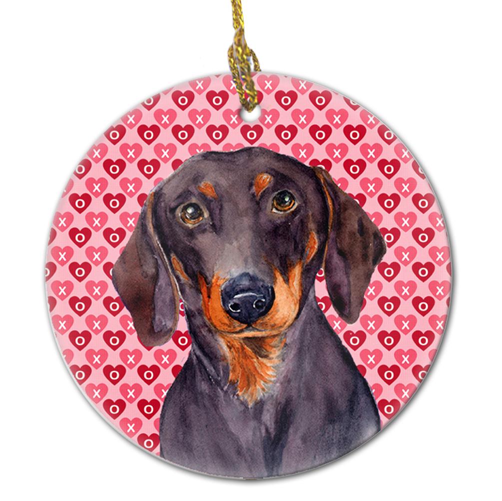 Dachshund Valentine&#39;s Love and Hearts Ceramic Ornament by Caroline&#39;s Treasures