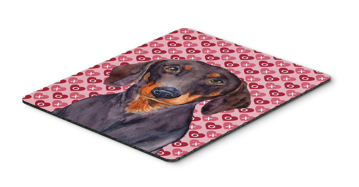 Dachshund Hearts Love and Valentine&#39;s Day Portrait Mouse Pad, Hot Pad or Trivet by Caroline&#39;s Treasures