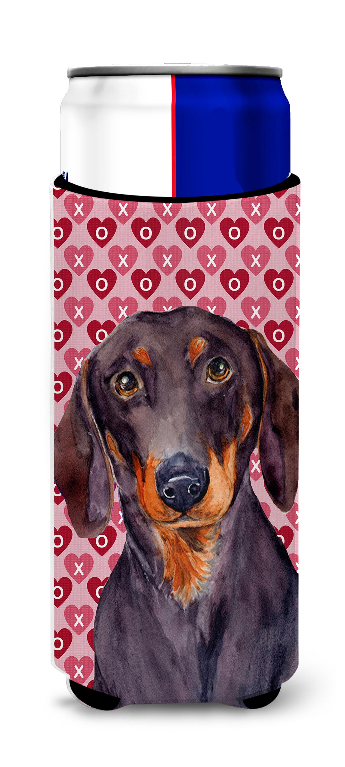 Dachshund Hearts Love and Valentine&#39;s Day Portrait Ultra Beverage Insulators for slim cans LH9133MUK.