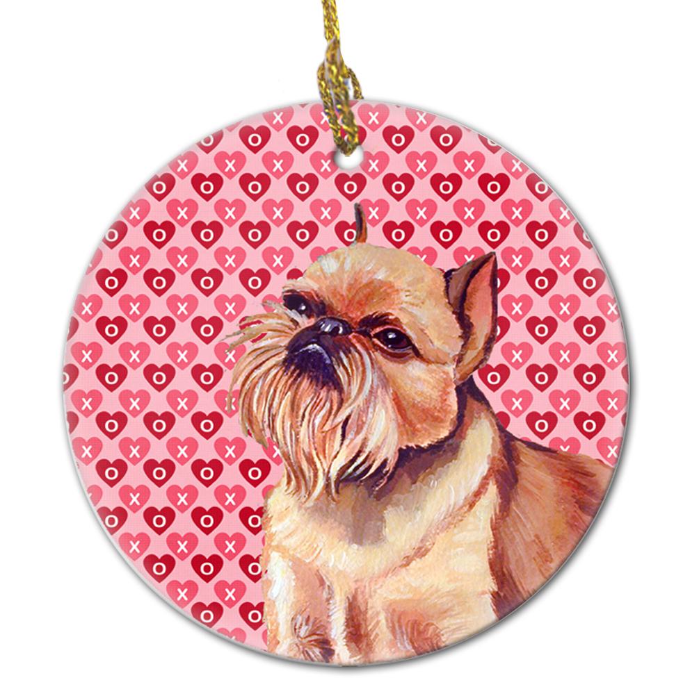 Brussels Griffon Valentine&#39;s Love and Hearts Ceramic Ornament by Caroline&#39;s Treasures