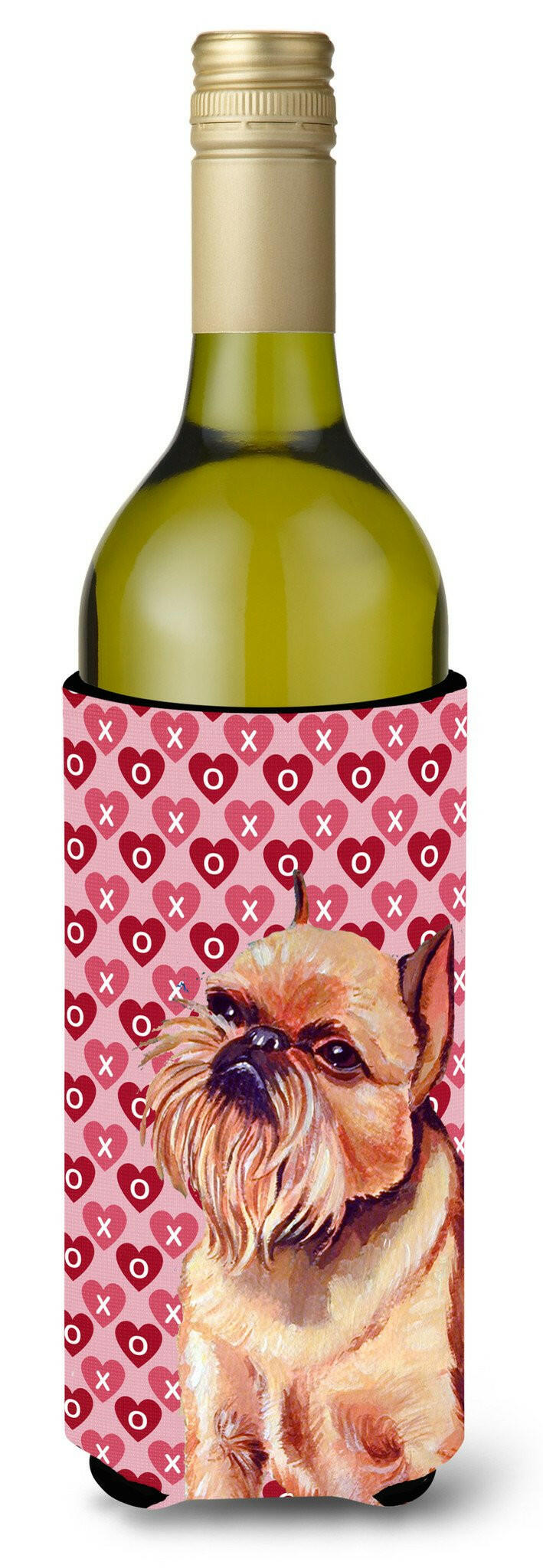 Brussels Griffon Hearts Love Valentine&#39;s Day Portrait Wine Bottle Beverage Insulator Beverage Insulator Hugger by Caroline&#39;s Treasures