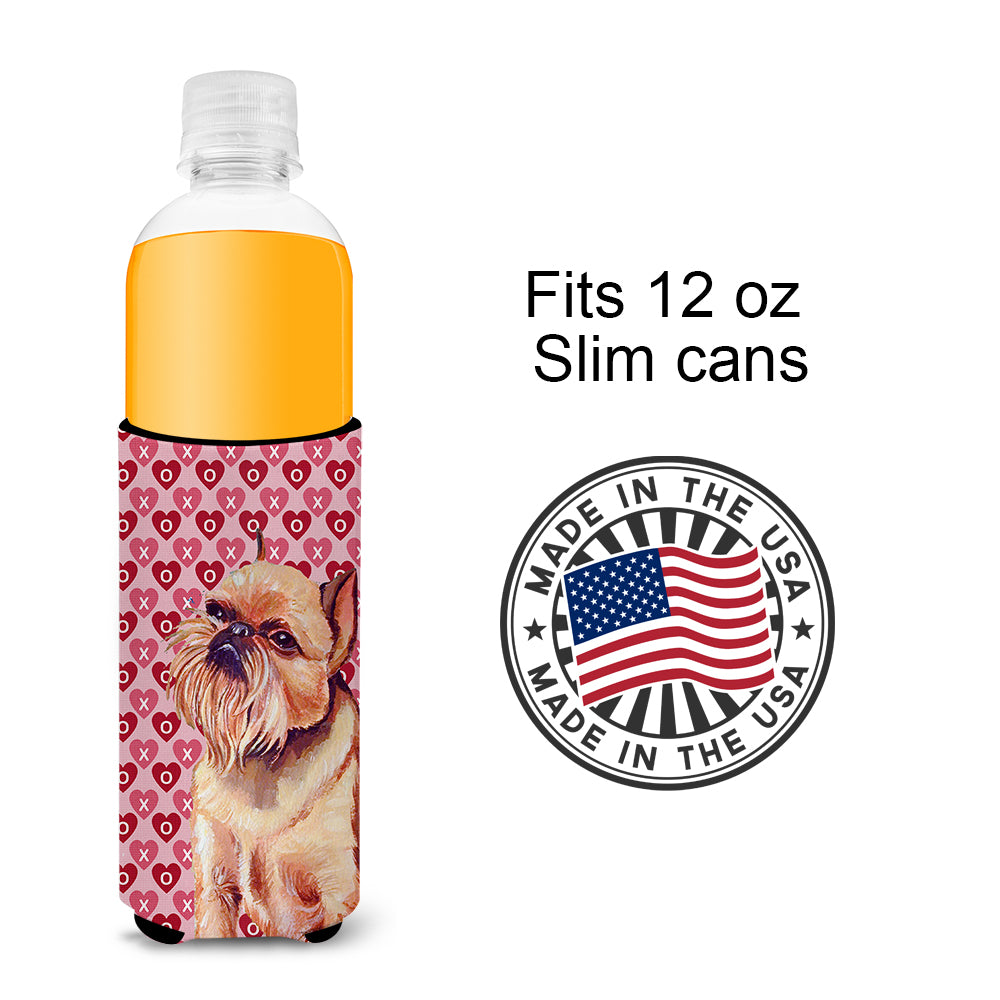 Brussels Griffon Hearts Love and Valentine's Day Portrait Ultra Beverage Insulators for slim cans LH9134MUK.