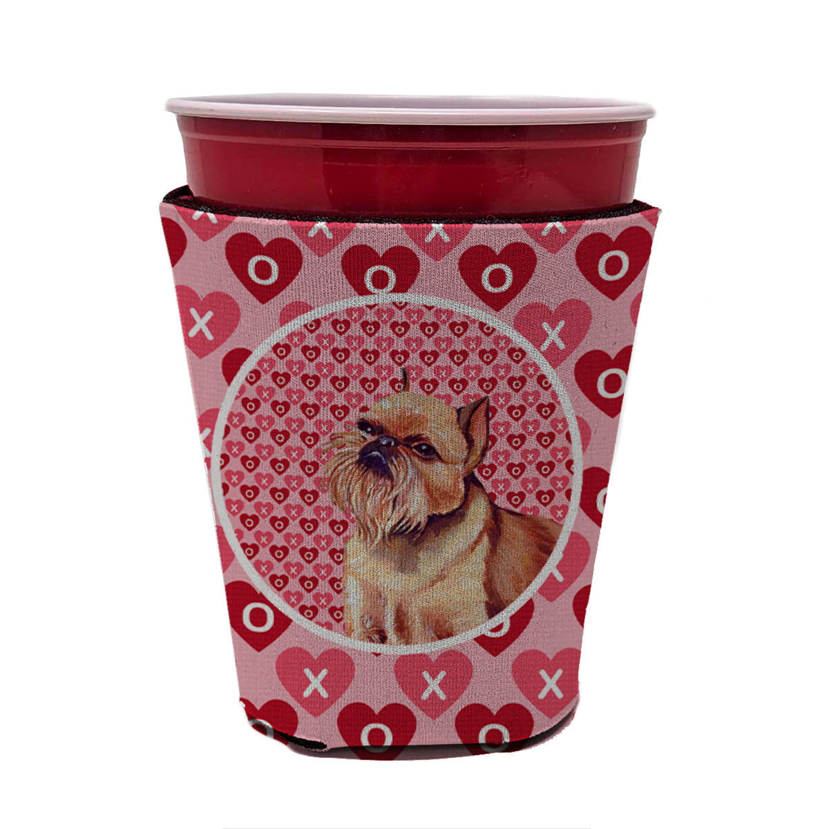 Brussels Griffon Valentine&#39;s Love and Hearts Red Cup Beverage Insulator Hugger
