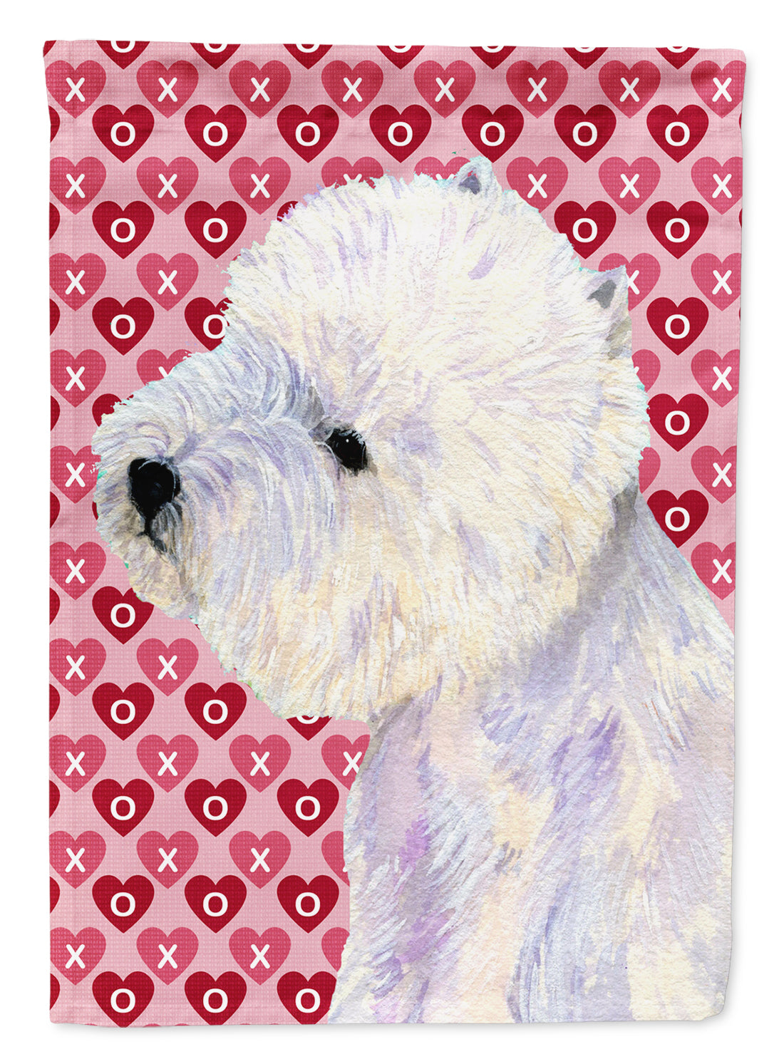 Westie Hearts Love and Valentine&#39;s Day Portrait Flag Garden Size