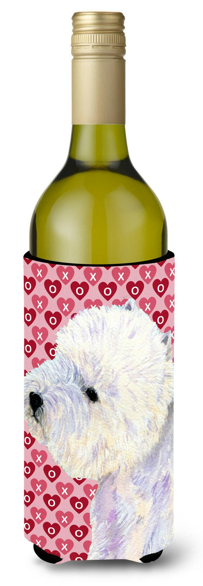 Westie Hearts Love and Valentine&#39;s Day Portrait Wine Bottle Beverage Insulator Beverage Insulator Hugger by Caroline&#39;s Treasures