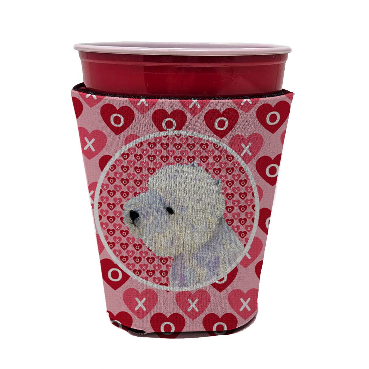 Westie Valentine&#39;s Love and Hearts Red Cup Beverage Insulator Hugger