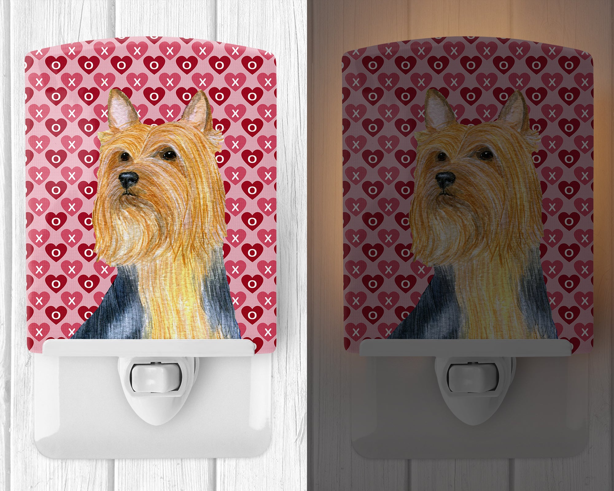 Silky Terrier Hearts Love and Valentine's Day Portrait Ceramic Night Light LH9136CNL - the-store.com