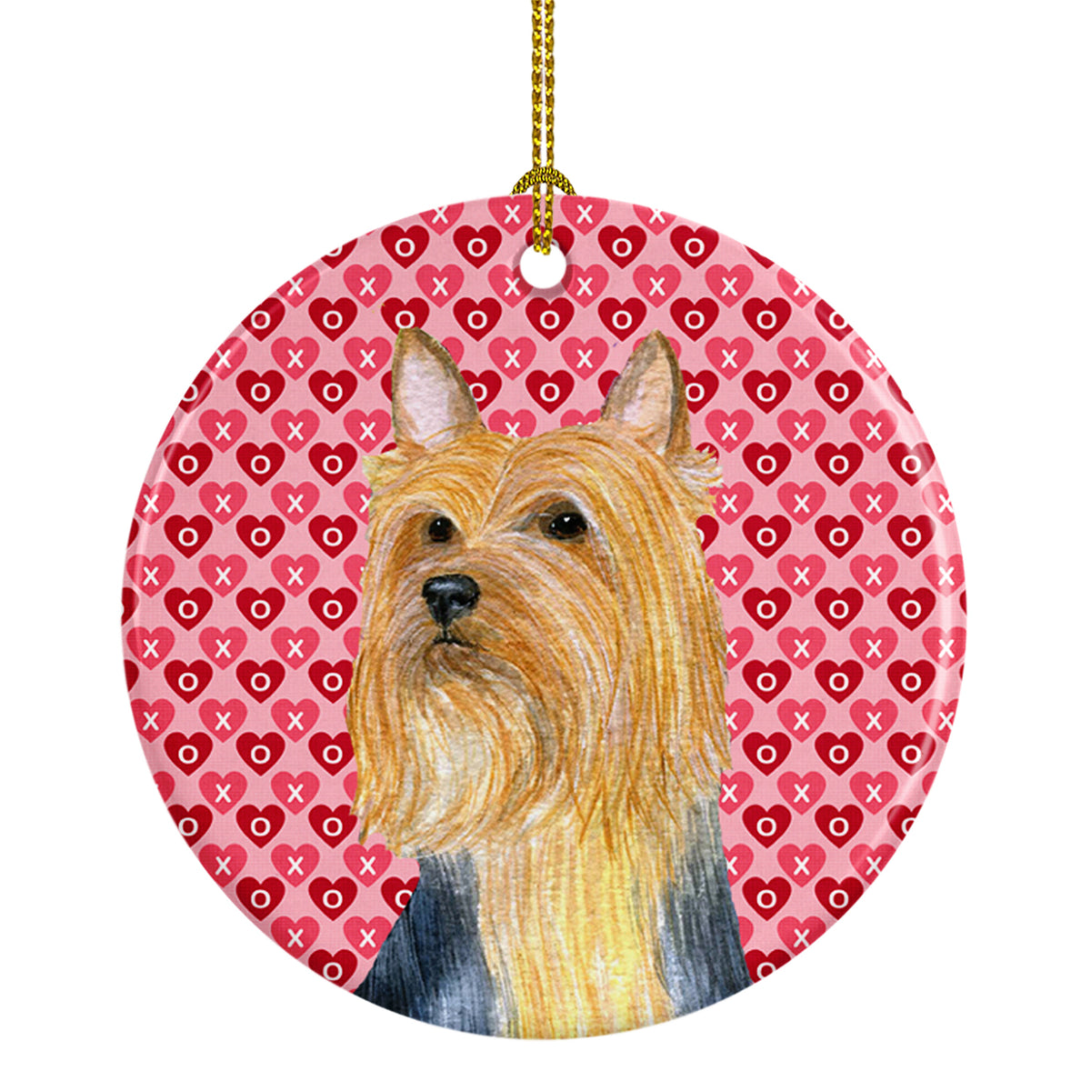 Silky Terrier Valentine&#39;s Love and Hearts Ceramic Ornament - the-store.com