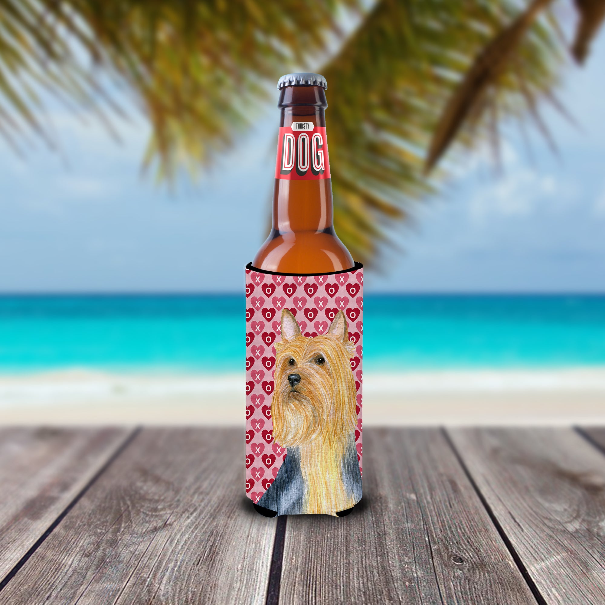 Silky Terrier Hearts Love and Valentine's Day Portrait Ultra Beverage Isolateurs pour canettes minces LH9136MUK