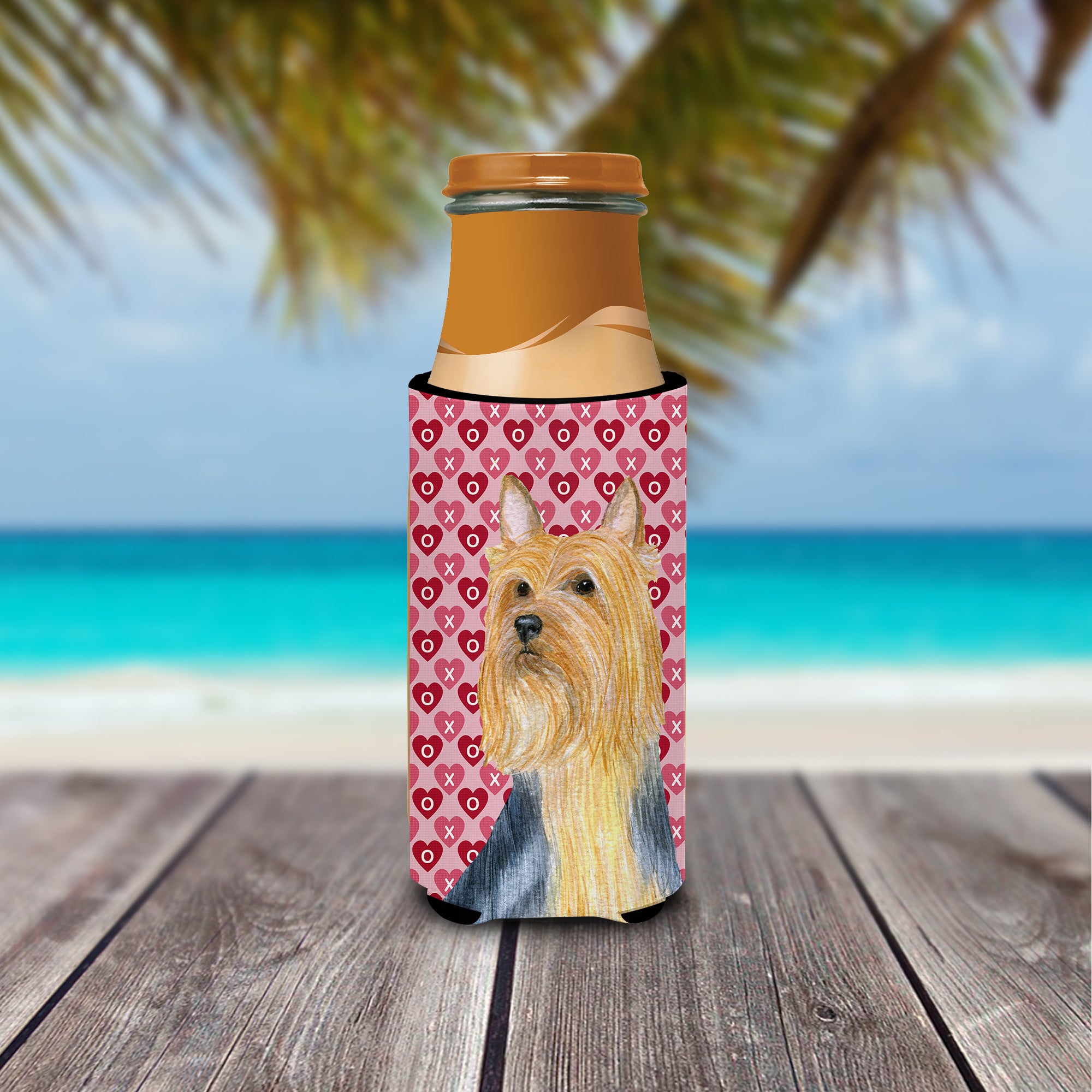 Silky Terrier Hearts Love and Valentine's Day Portrait Ultra Beverage Insulators for slim cans LH9136MUK.