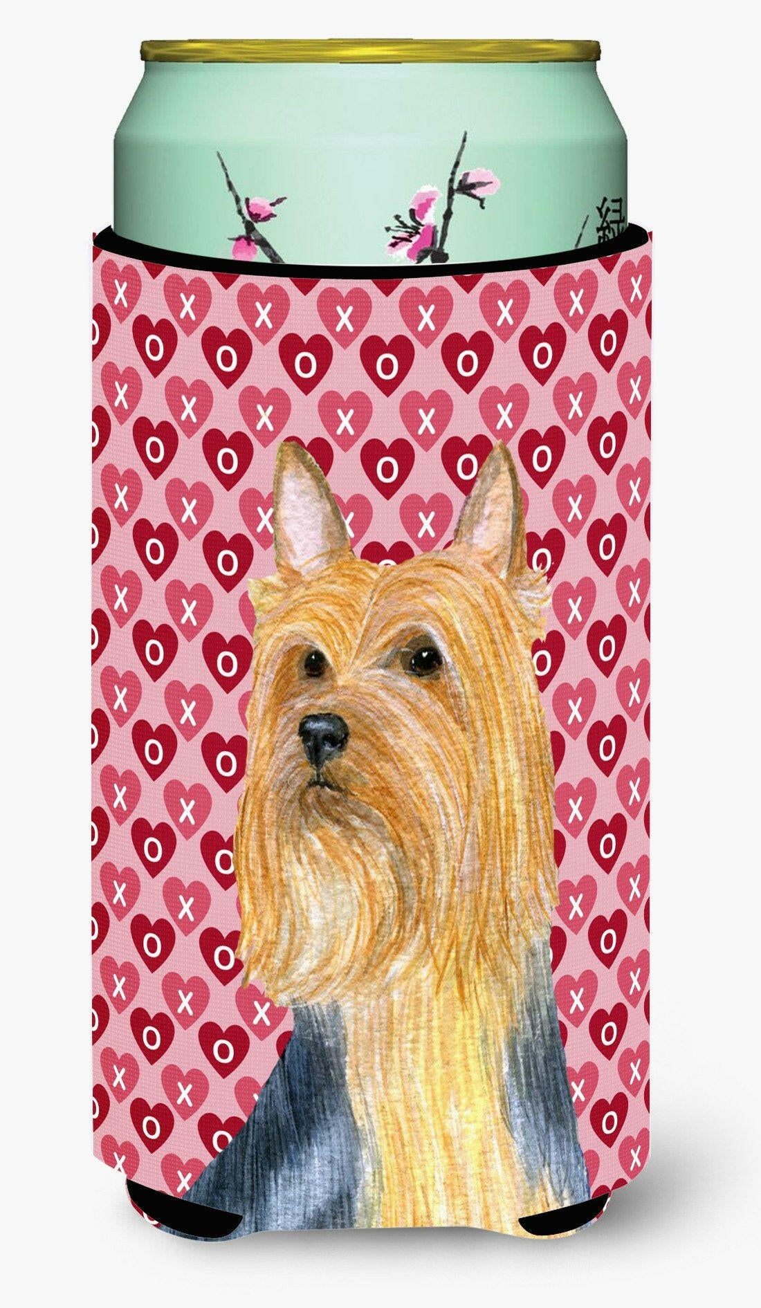 Silky Terrier Hearts Love and Valentine&#39;s Day Portrait  Tall Boy Beverage Insulator Beverage Insulator Hugger by Caroline&#39;s Treasures