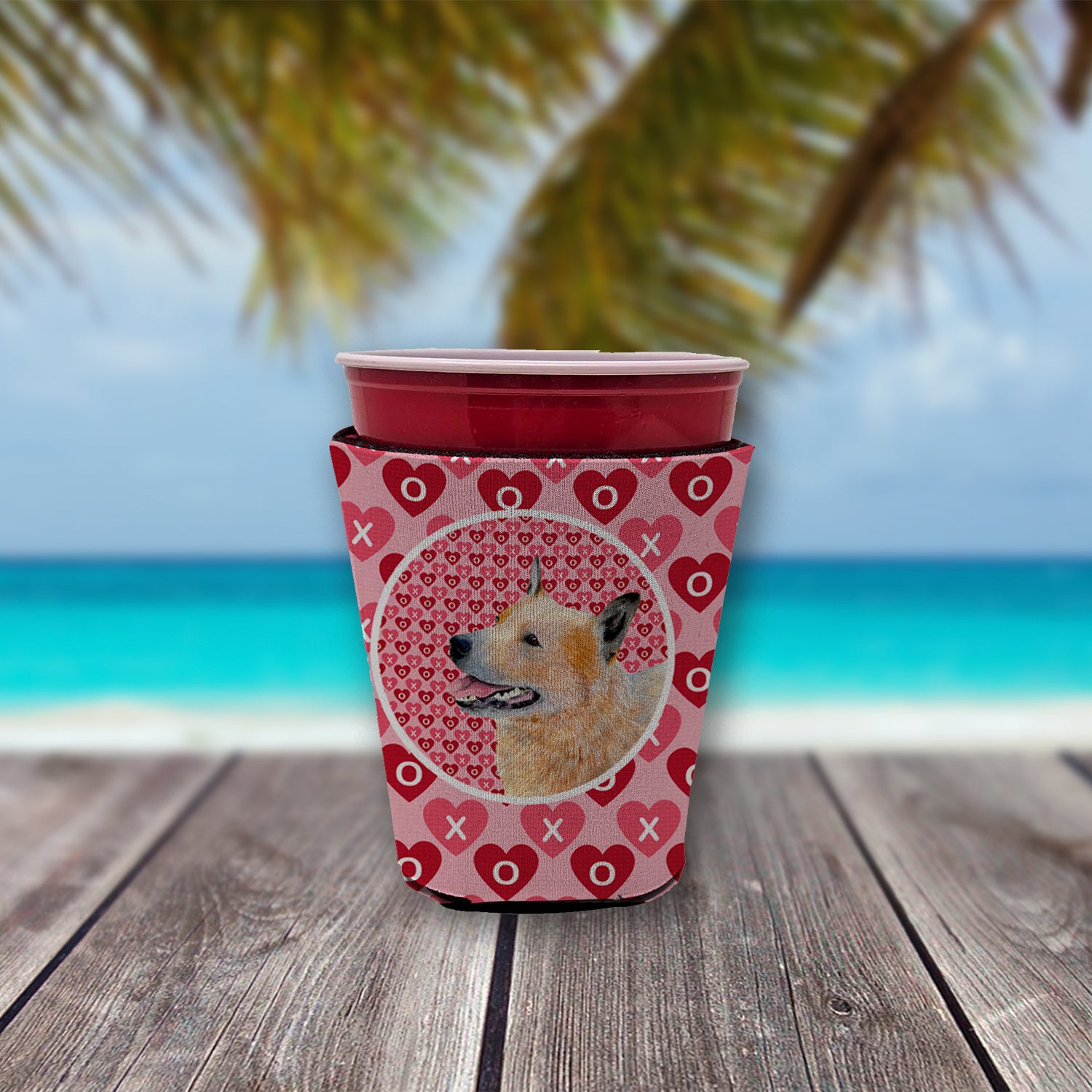 Australian Cattle Dog Valentine's Love and Hearts Red Cup Beverage Insulator Hugger  the-store.com.
