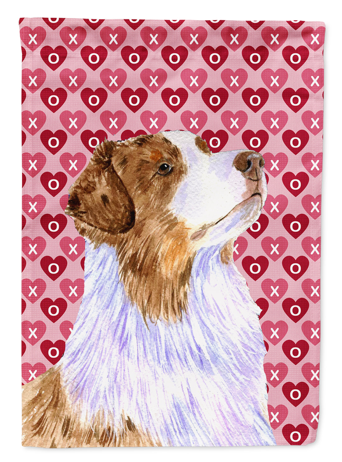 Australian Shepherd Hearts Love and Valentine&#39;s Day  Flag Canvas House Size