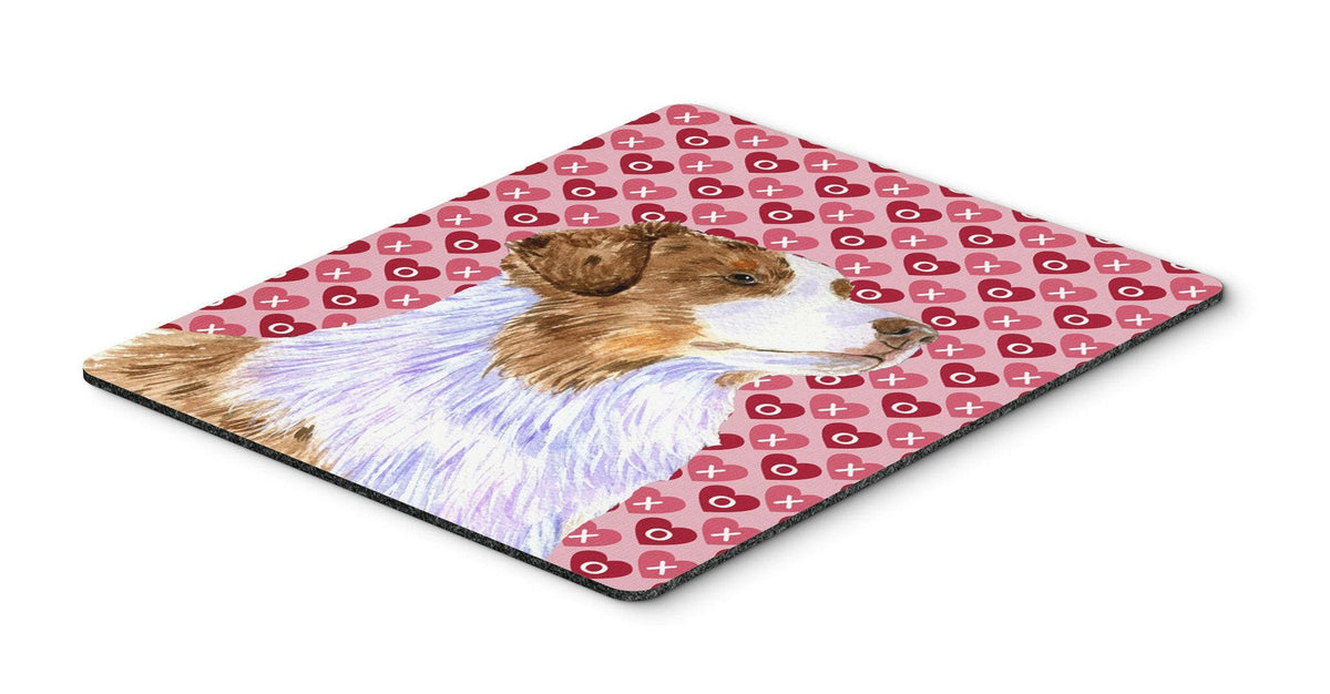 Australian Shepherd Hearts Love and Valentine&#39;s Day Mouse Pad, Hot Pad Trivet by Caroline&#39;s Treasures