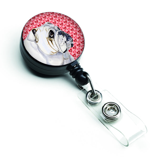 Bulldog English Love and Hearts Retractable Badge Reel or ID Holder with Clip
