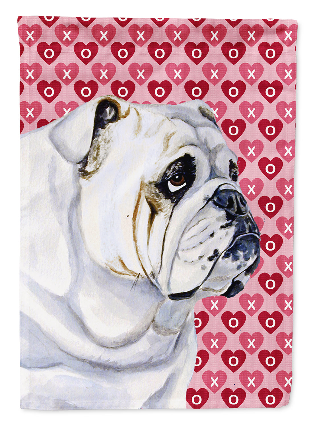 Bulldog English Hearts Love Valentine&#39;s Day Flag Canvas House Size