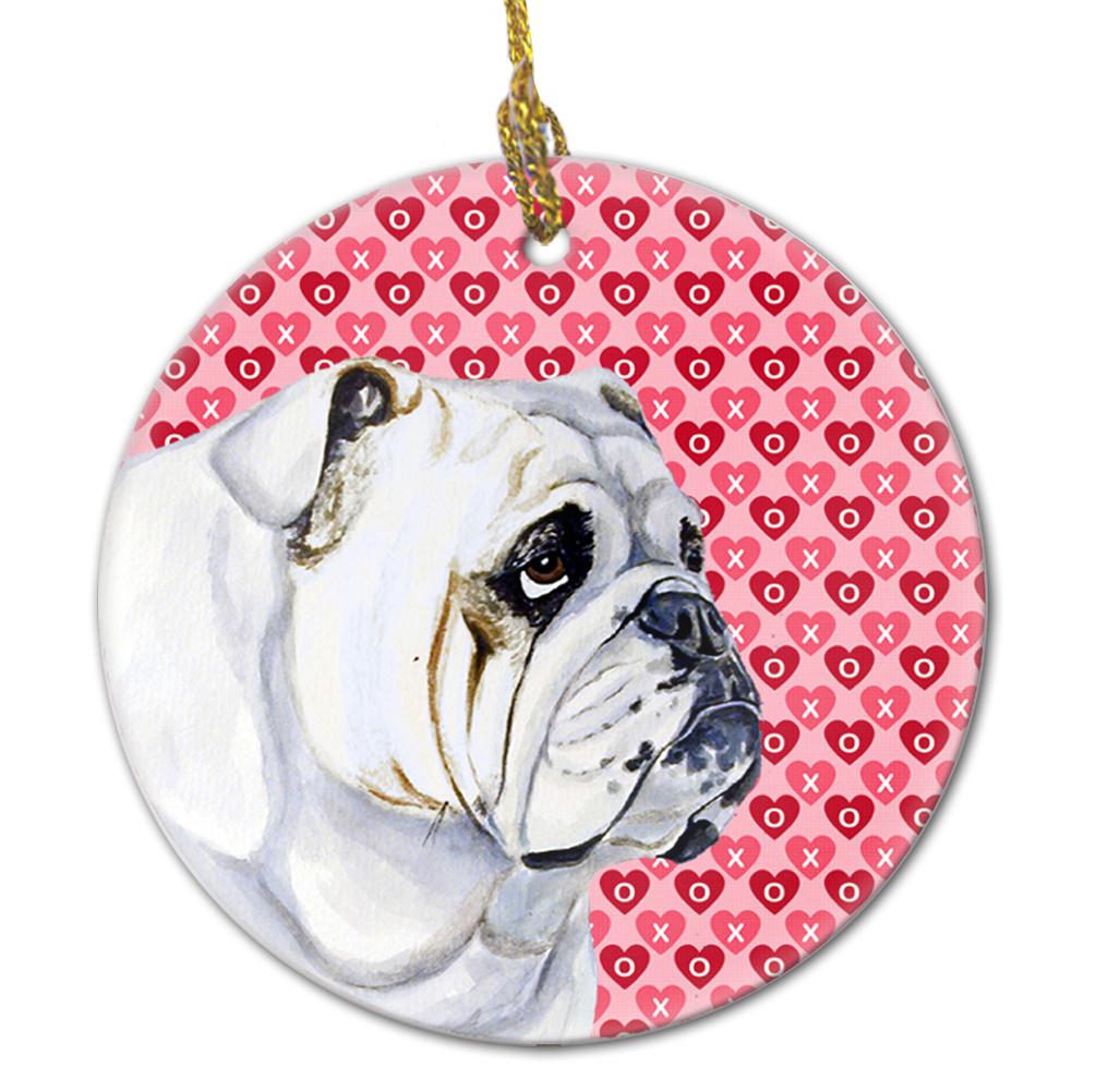 Bulldog English Valentine&#39;s Love and Hearts Ceramic Ornament by Caroline&#39;s Treasures
