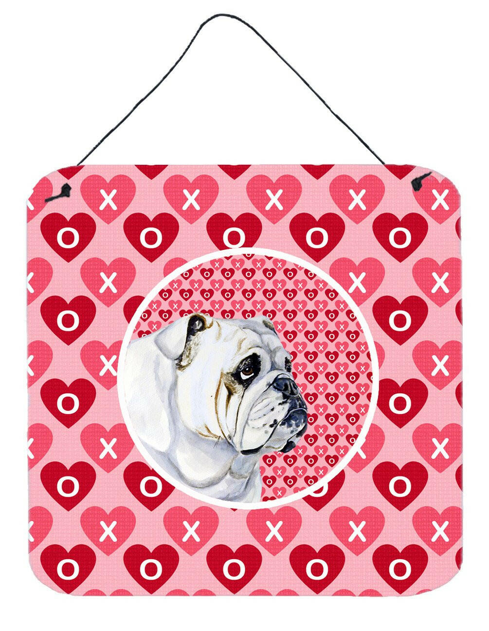 Bulldog English Valentine&#39;s Love and Hearts Wall or Door Hanging Prints by Caroline&#39;s Treasures