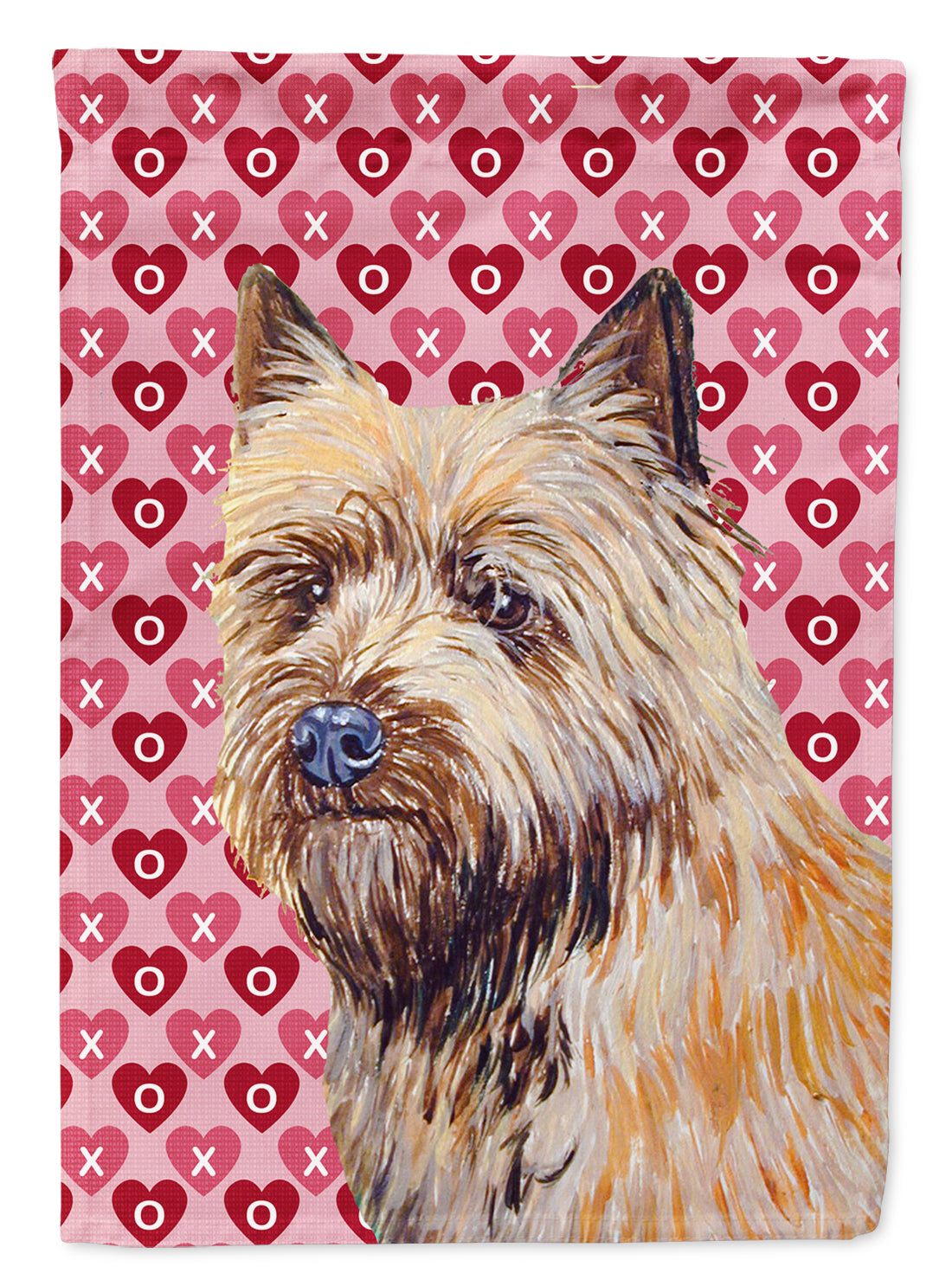 Cairn Terrier Hearts Love and Valentine&#39;s Day Portrait Flag Garden Size.