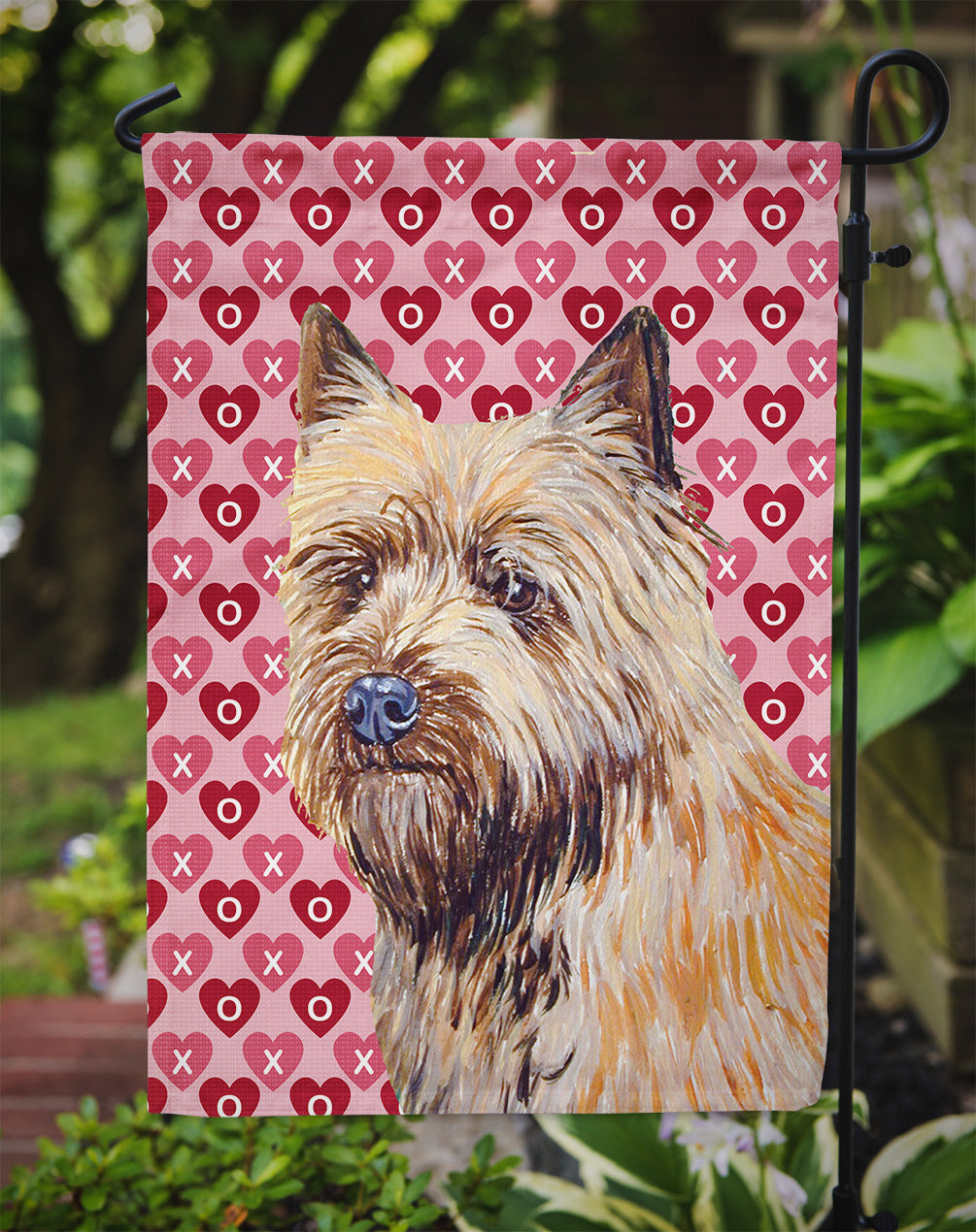 Cairn Terrier Hearts Love and Valentine's Day Portrait Flag Garden Size