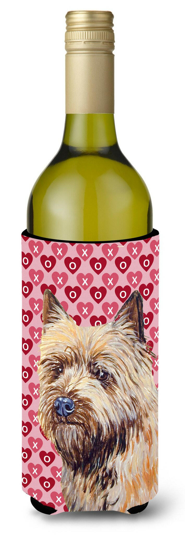 Cairn Terrier Hearts Love  Valentine&#39;s Day Portrait Wine Bottle Beverage Insulator Beverage Insulator Hugger by Caroline&#39;s Treasures