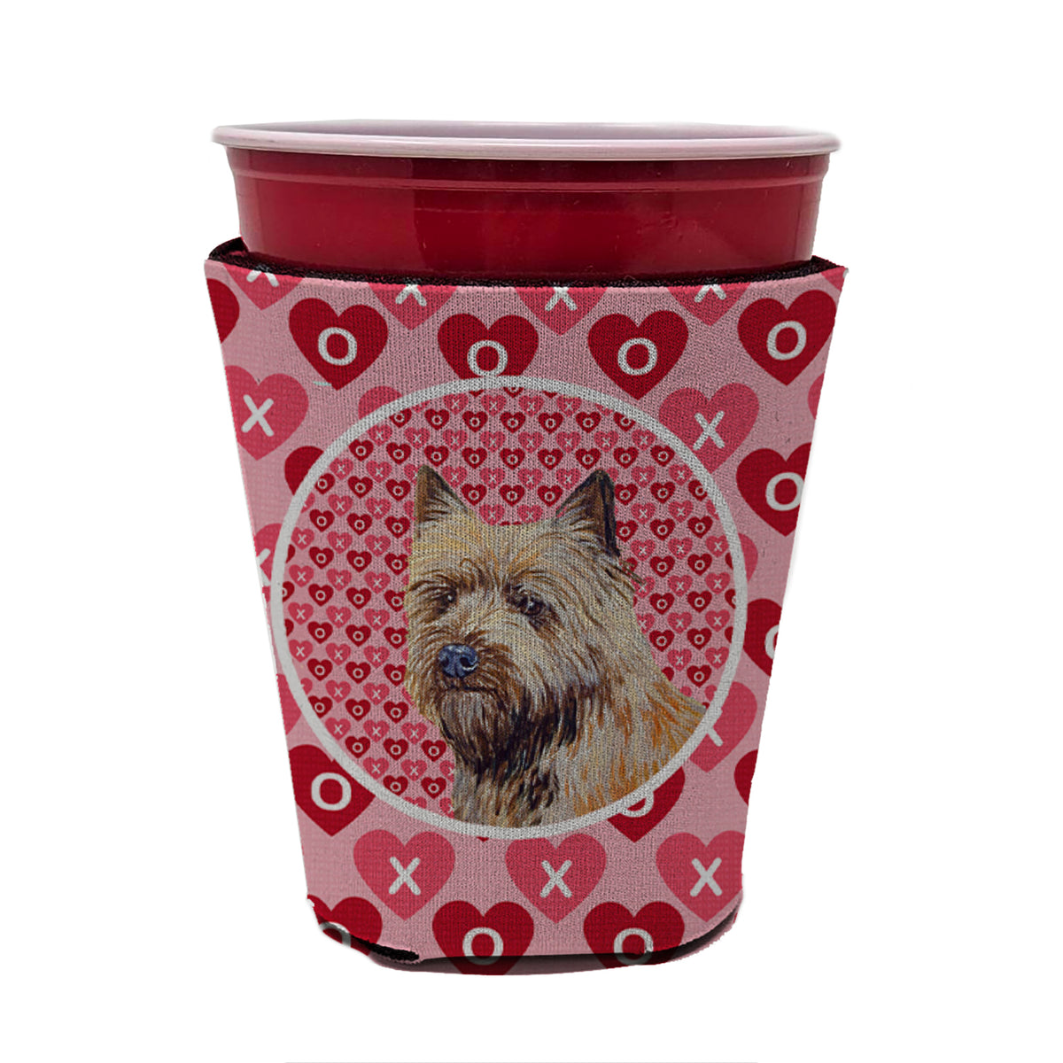 Cairn Terrier Valentine&#39;s Love and Hearts Red Cup Beverage Insulator Hugger  the-store.com.