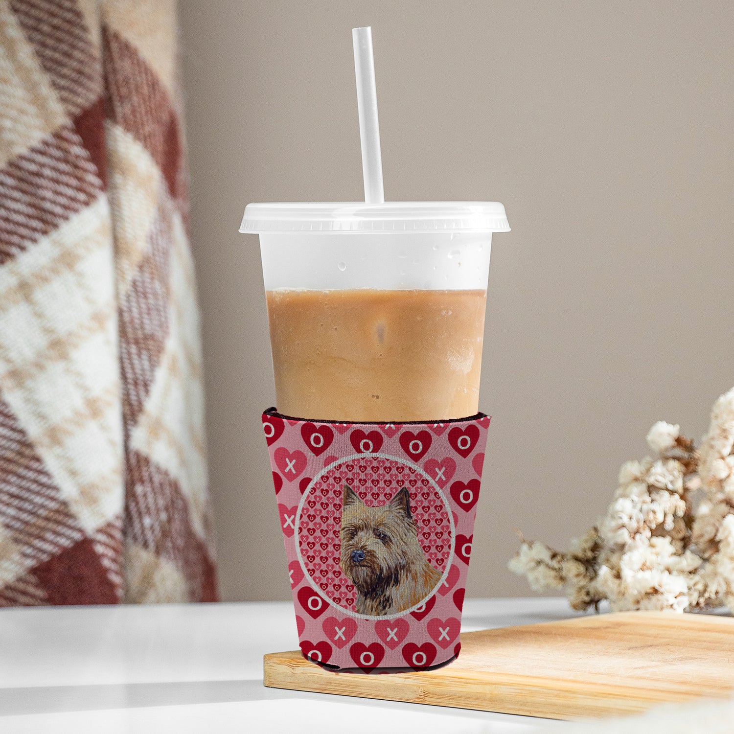 Cairn Terrier Valentine's Love and Hearts Red Cup Beverage Insulator Hugger  the-store.com.